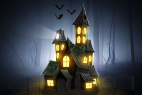 卡通万圣节鬼屋图片插画